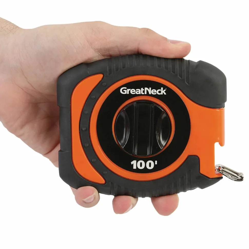 Great Neck English Rule Measuring Tape, 0.38" x 100 ft, Steel, Yellow