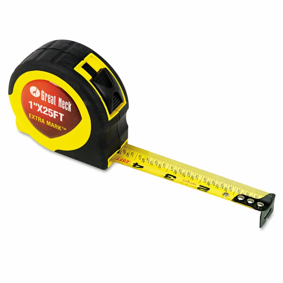 Great Neck ExtraMark Power Tape, 1" x 25 ft, Steel, Orange/Black