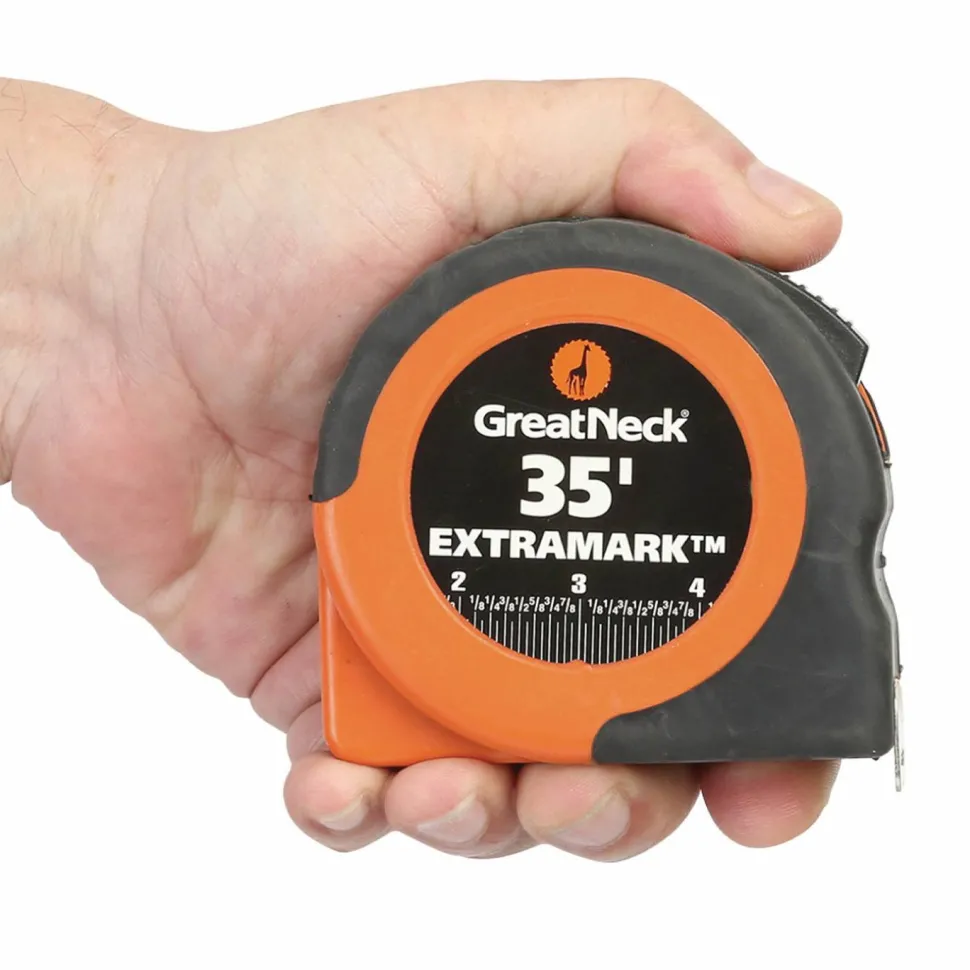 Great Neck ExtraMark Tape Measure, 1" x 35 ft, Steel, Orange/Black