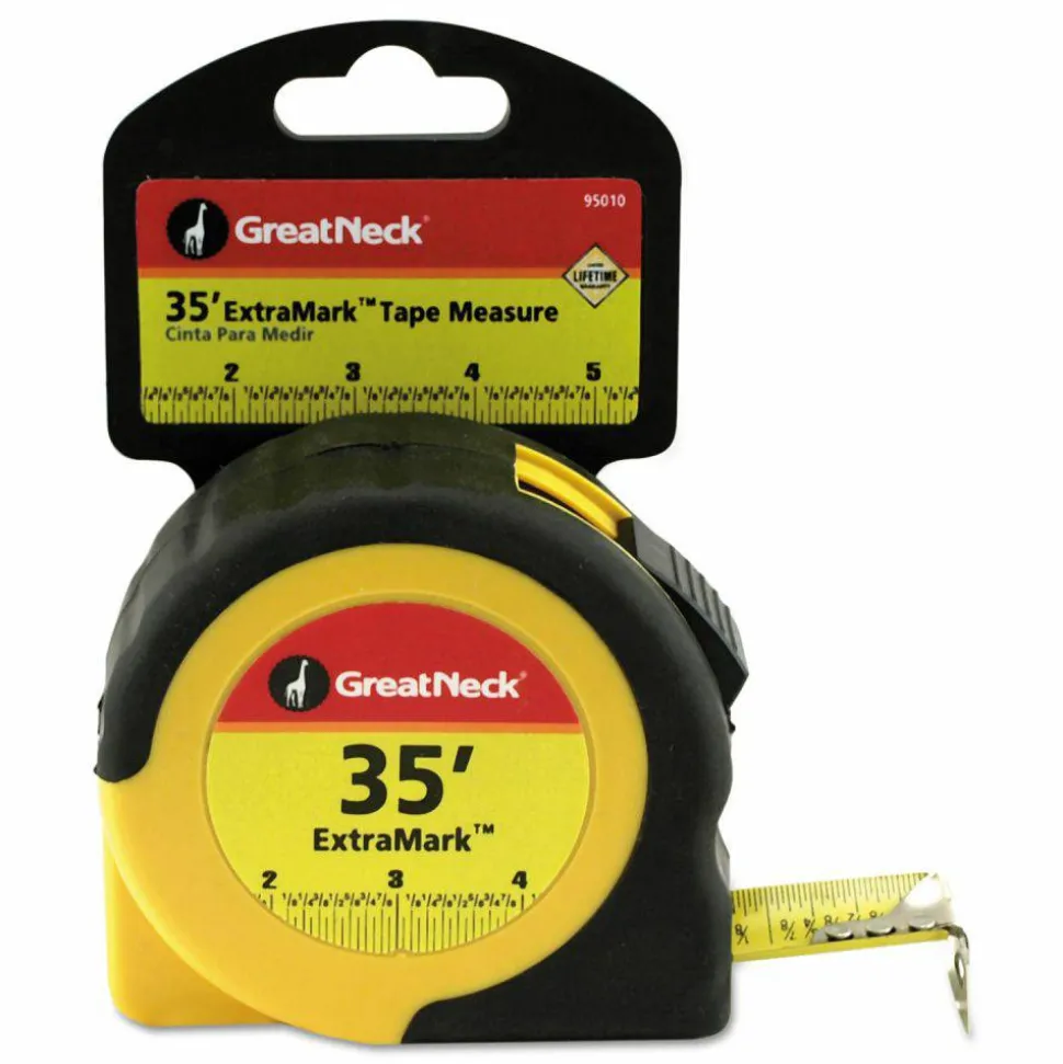 Great Neck ExtraMark Tape Measure, 1" x 35 ft, Steel, Orange/Black