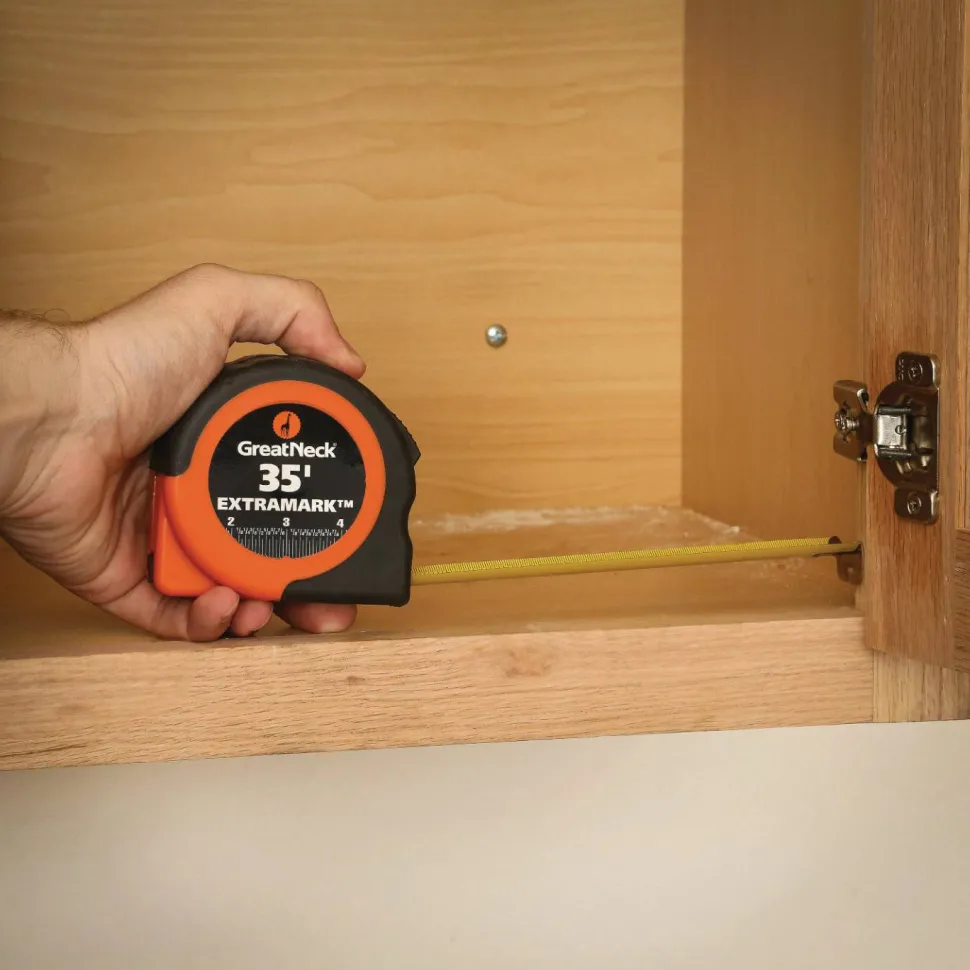 Great Neck ExtraMark Tape Measure, 1" x 35 ft, Steel, Orange/Black