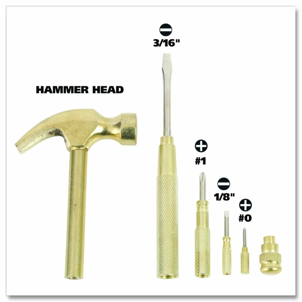 Great Neck 5-in-1 Carpenter's Hammer with Nesting Handle Containing Four Screwdrivers, 6.5" Long Gold Handle