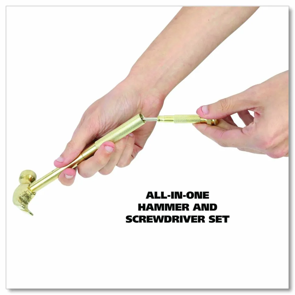 Great Neck 5-in-1 Carpenter's Hammer with Nesting Handle Containing Four Screwdrivers, 6.5" Long Gold Handle