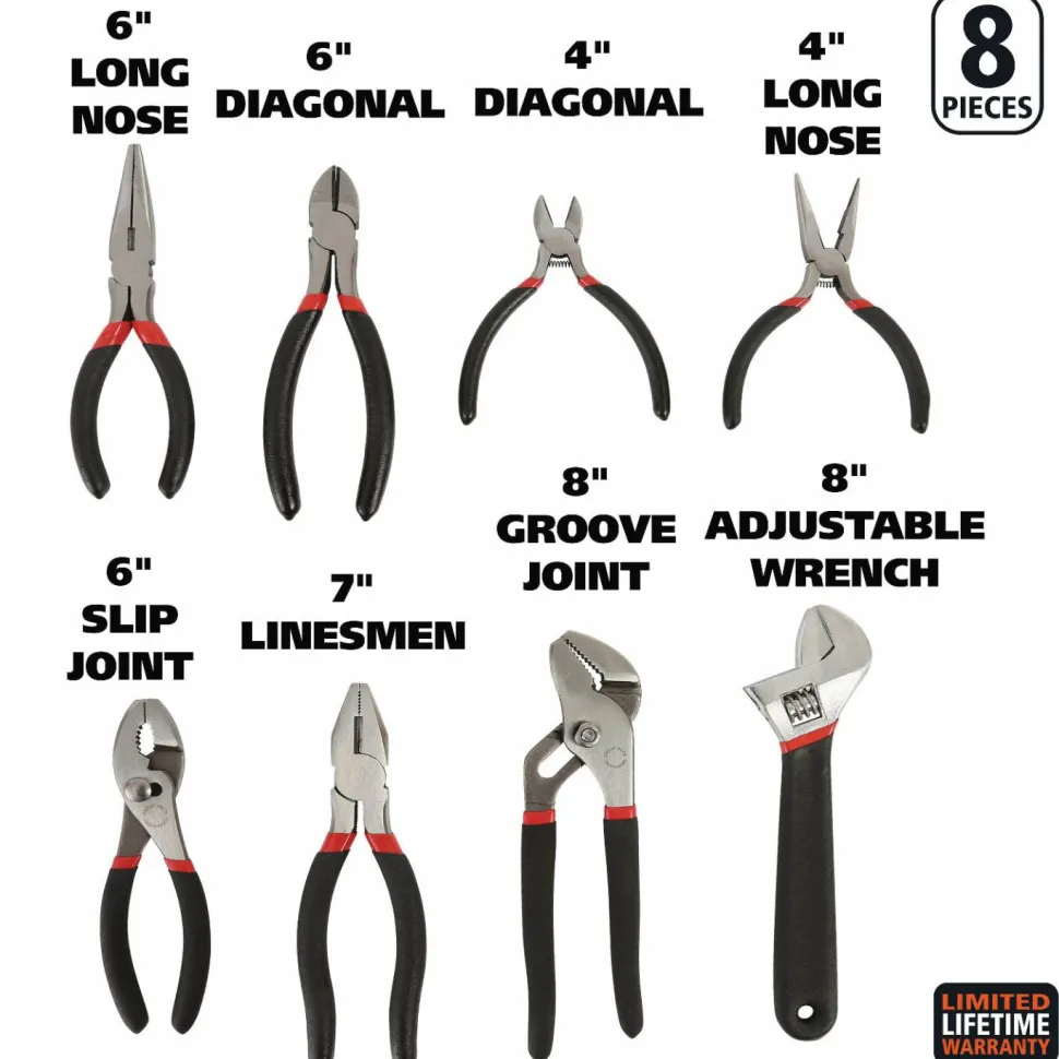 Great Neck 8-Piece Steel Pliers and Wrench Tool Set