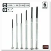 Great Neck Precision Screwdriver Set, Six-Piece, Phillips/Slotted, Assorted Lengths, Polished Steel Handles