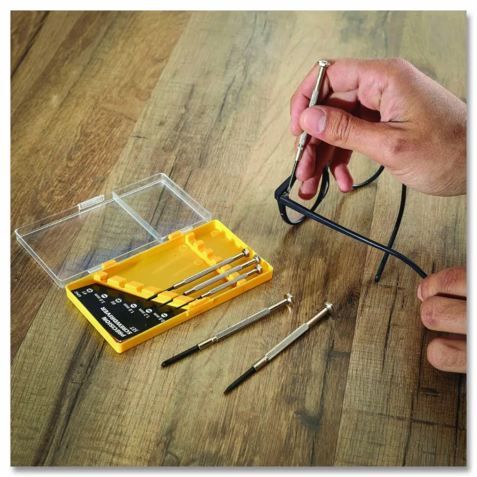 Great Neck Precision Screwdriver Set, Six-Piece, Phillips/Slotted, Assorted Lengths, Polished Steel Handles