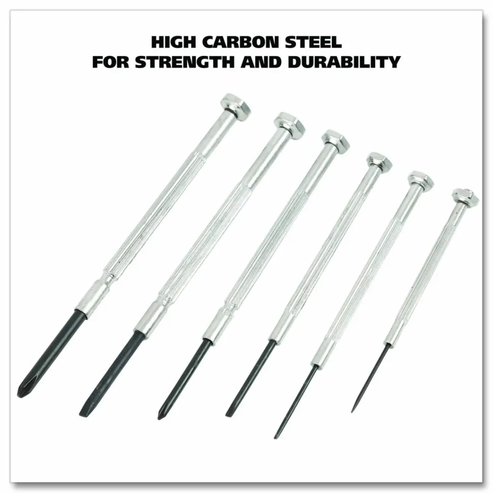 Great Neck Precision Screwdriver Set, Six-Piece, Phillips/Slotted, Assorted Lengths, Polished Steel Handles