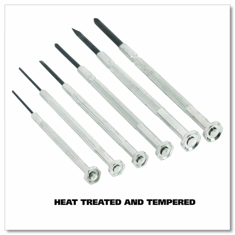 Great Neck Precision Screwdriver Set, Six-Piece, Phillips/Slotted, Assorted Lengths, Polished Steel Handles