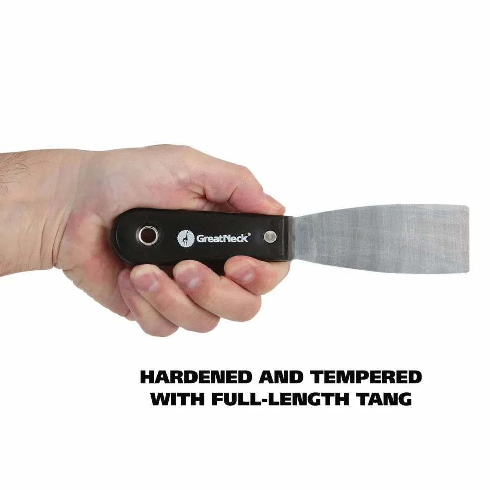 Great Neck Stiff Blade Putty Knife - 1.25" Blade - Black Plastic Handle - Durable