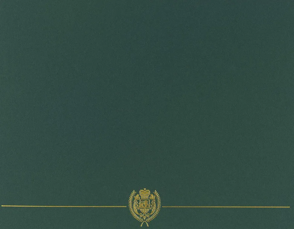 Great Papers! Certificate Cover Classic, Hunter Green with Gold Foil, 12 " x 9.375"(folded) with Die-Cuts for 8.5" x 11" Documents, 25 Covers