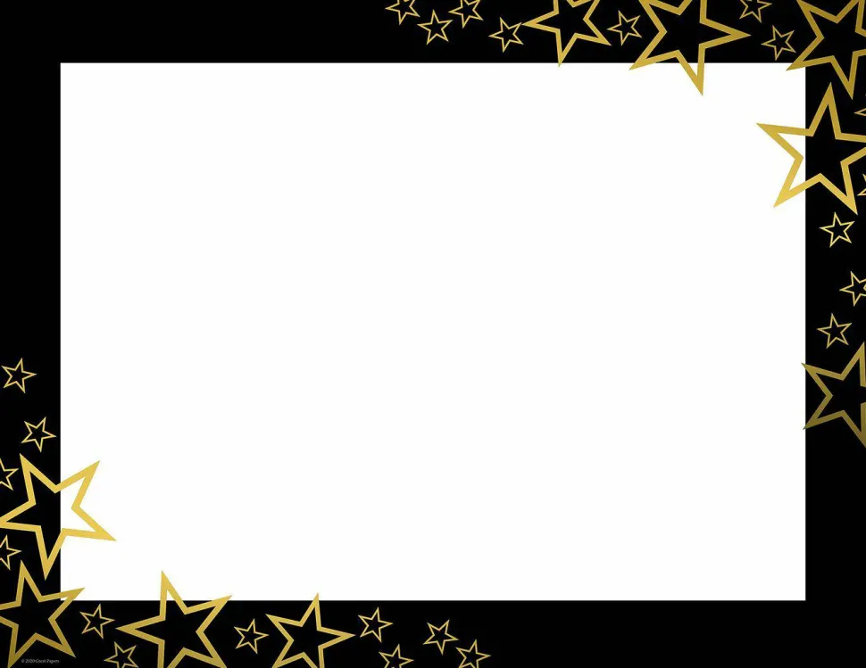 Great Papers! Certificate Gold Foil and Black Border, Stars, 8.5" x 11", Printer Compatible, 15 sheets