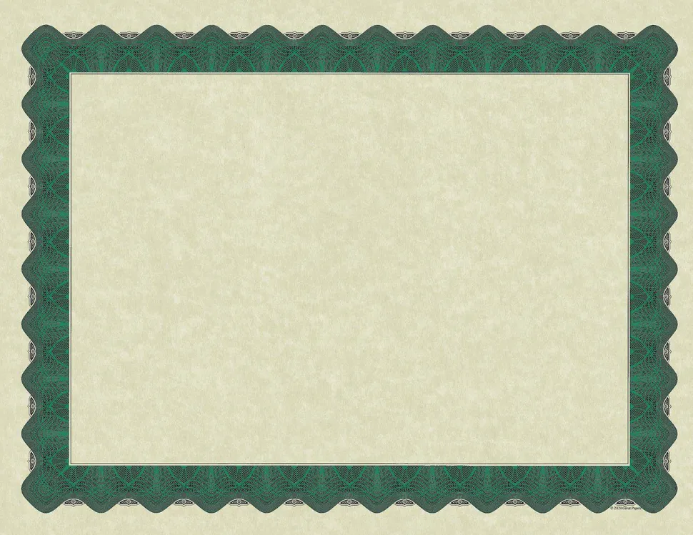 Great Papers! Certificate Green Metallic Border, Parchment Paper, 8.5" x 11", Printer Compatible, 100 sheets