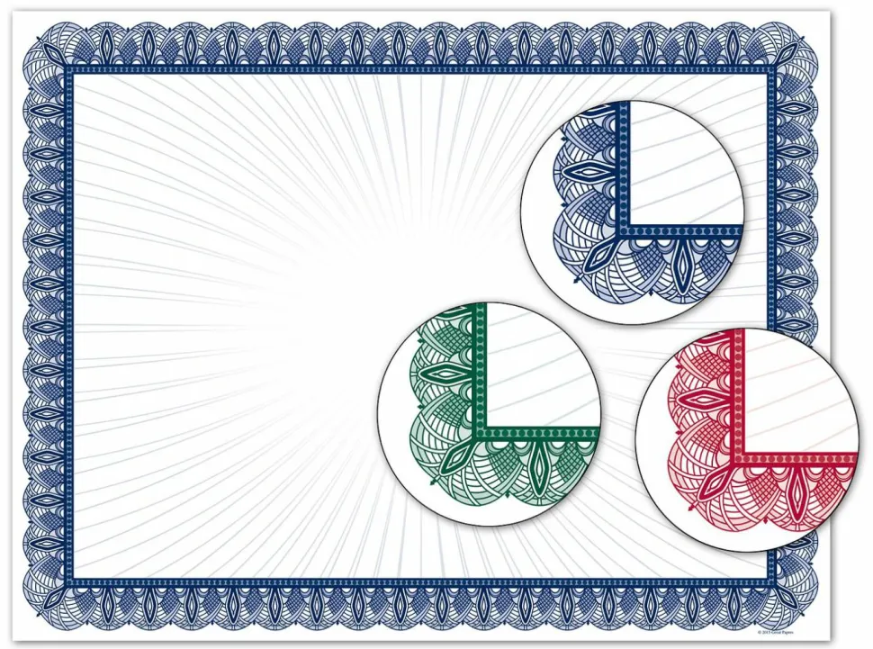 Great Papers! Certificate Value Assortment Certificate, Blue, Red, Green, 8.5" x 11", Printer Compatible, 30 sheets