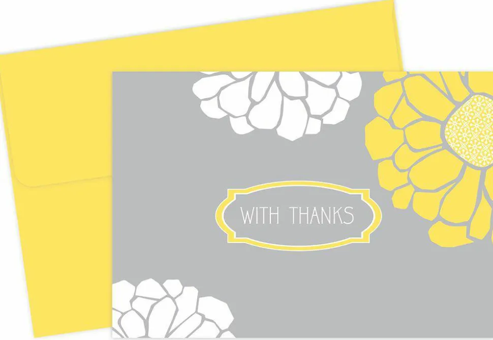 Great Papers! Note Card and Yellow Envelopes, Thank You, Sunny Flowers, 4.875" x 3.375"(folded), 24 count
