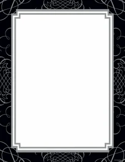 Great Papers! Stationery Letterhead, Black and Silver Scrolls, 8.5" x 11", Printer Compatible, 80 sheets