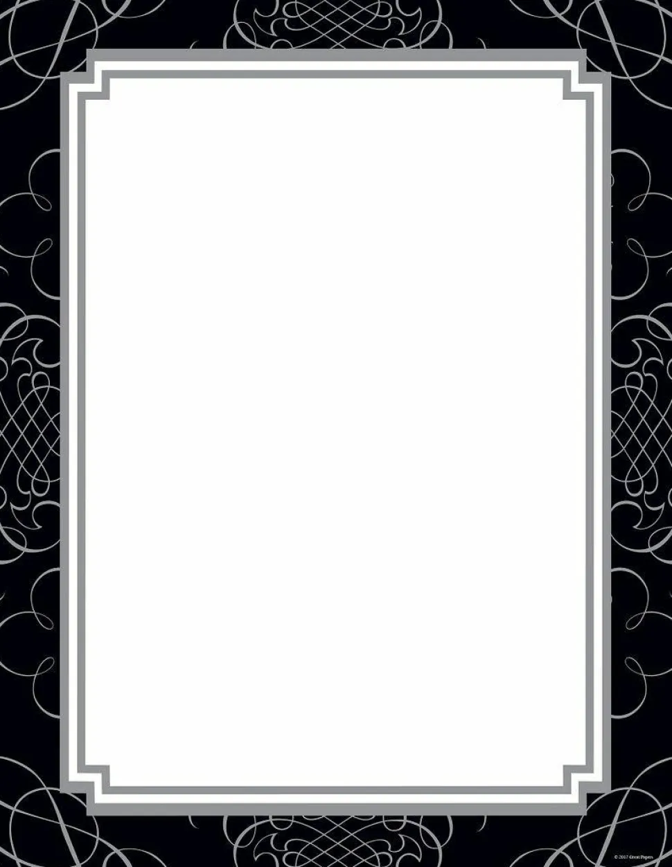 Great Papers! Stationery Letterhead, Black and Silver Scrolls, 8.5" x 11", Printer Compatible, 80 sheets