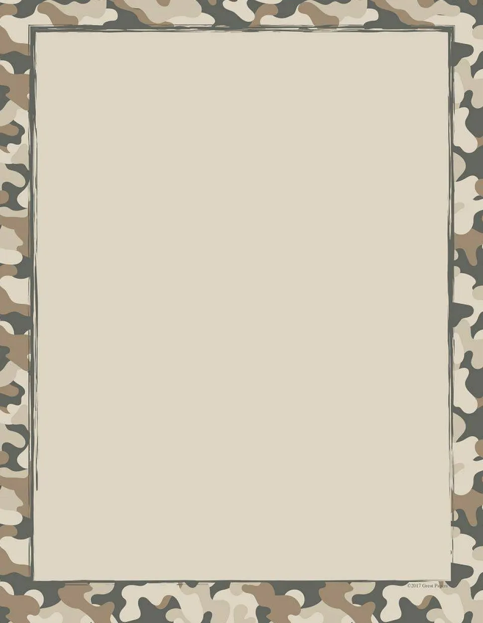 Great Papers! Stationery Letterhead, Camo, 8.5" x 11", Printer Compatible, 80 sheets