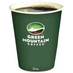 Green Mountain Coffee Paper Hot Cups, 12 oz, Green Mountain Design, 1,000/Carton