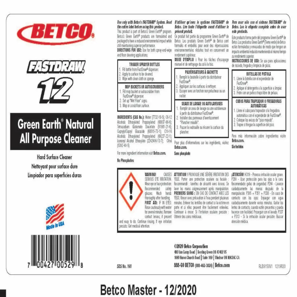 Green Earth FASTDRAW Natural Degreaser - Concentrate Liquid - 67.6 fl oz (2.1 quart) - Clean Scent - 1 Each - Green
