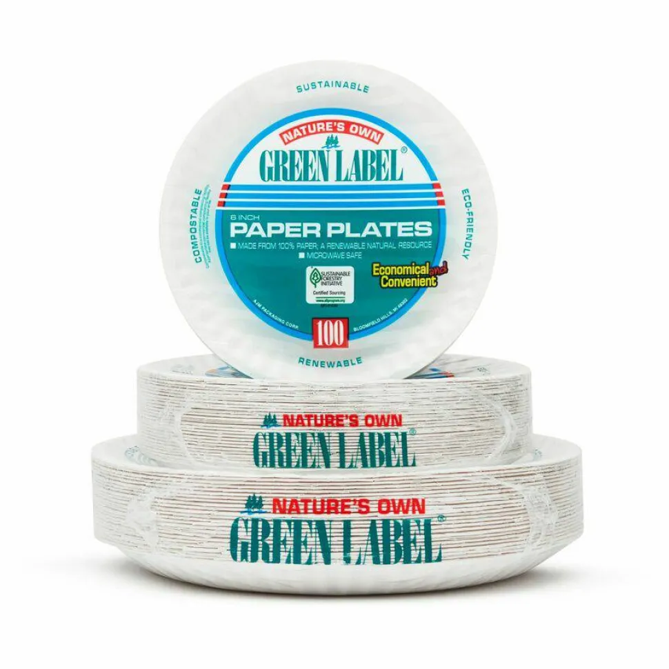 Green Label 9" Green Label Economy Paper Plates