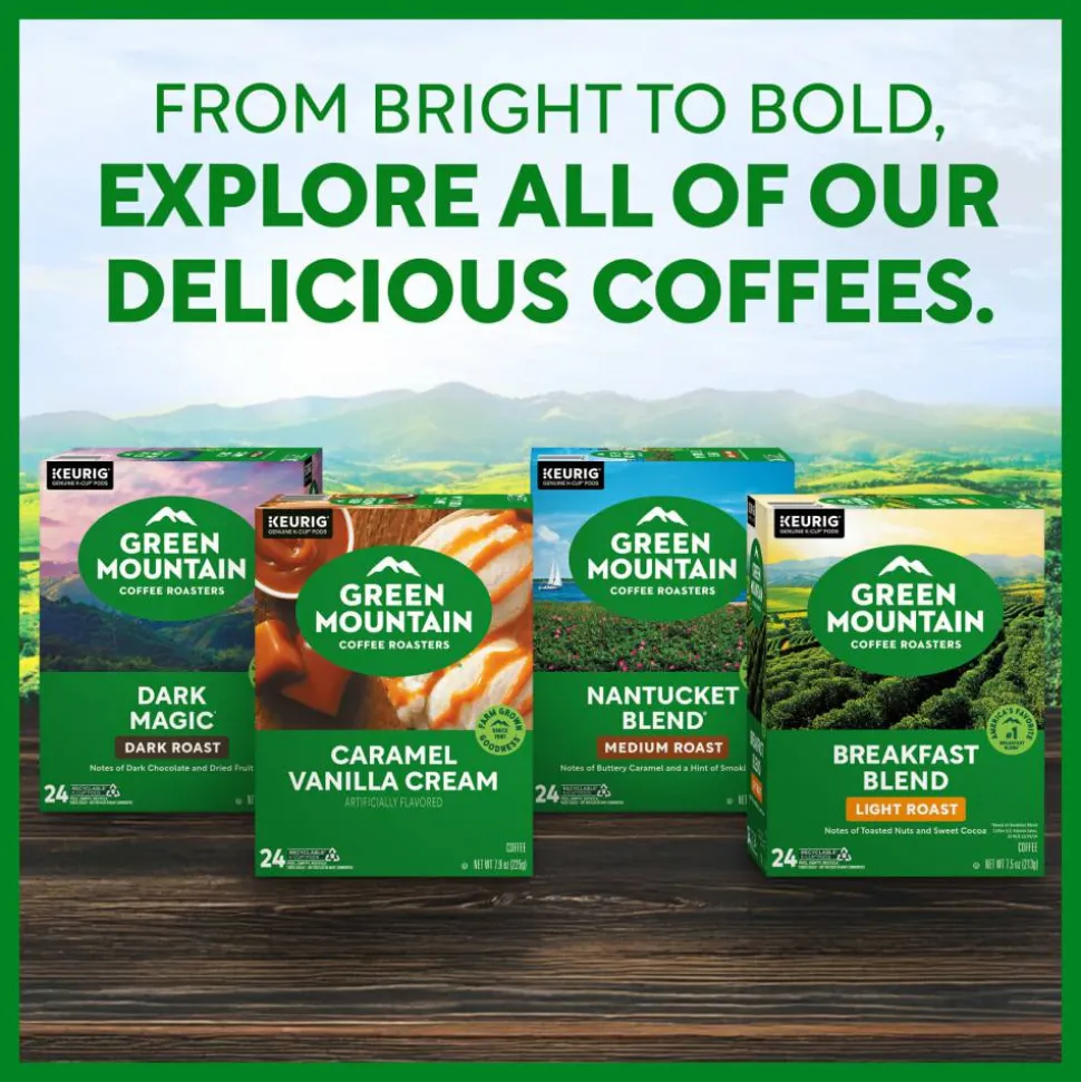 Green Mountain Coffee Breakfast Blend Decaf Coffee K-Cups, Light Roast, 96/Carton