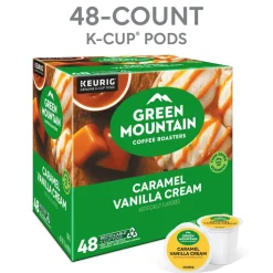 Green Mountain Coffee Caramel Vanilla Cream Coffee K-Cup Pods, Light Roast, Box Of 48 Pods