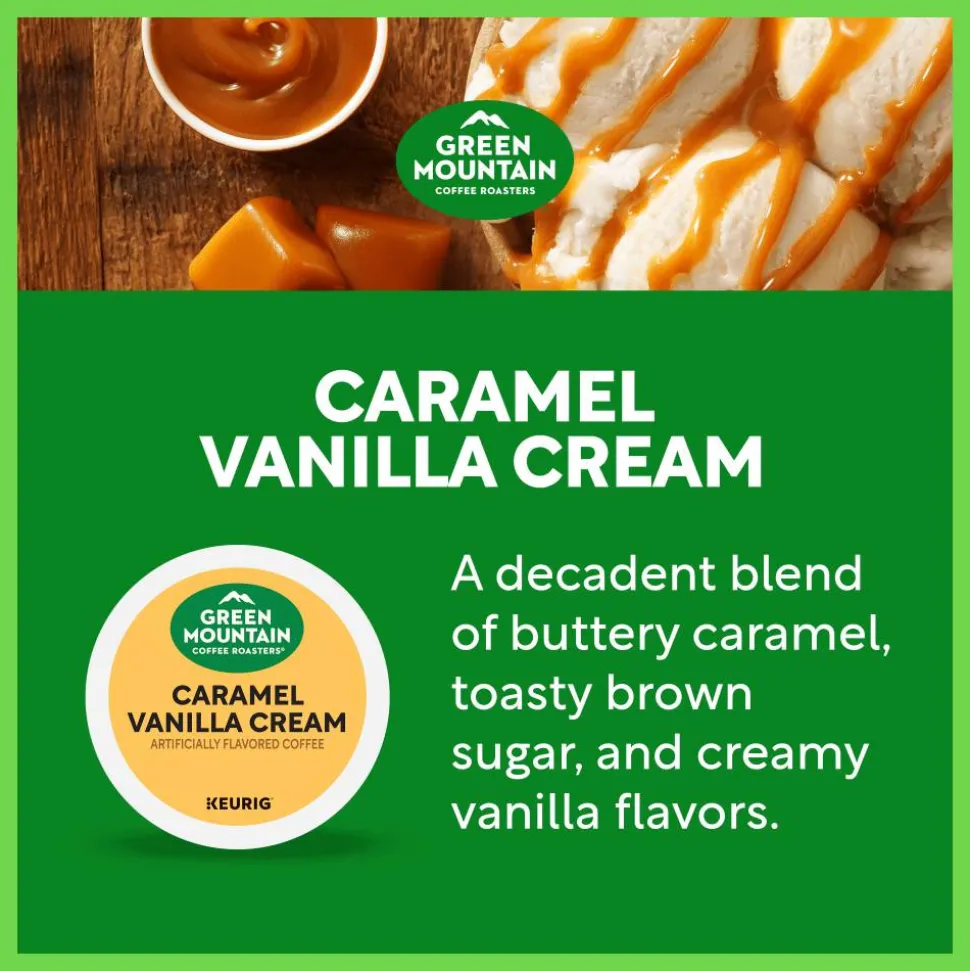 Green Mountain Coffee Caramel Vanilla Cream Coffee K-Cup Pods, Light Roast, Box Of 48 Pods