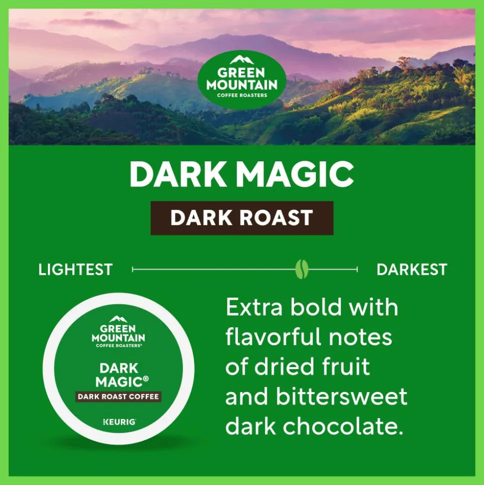 Green Mountain Coffee Dark Magic Extra-Bold Coffee K-Cup Pods, Dark Roast, Classic, Box Of 48 Pods