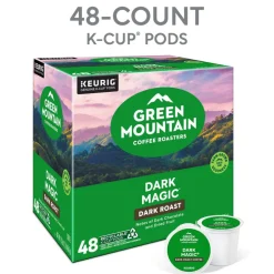 Green Mountain Coffee Dark Magic Extra-Bold Coffee K-Cup Pods, Dark Roast, Classic, Box Of 48 Pods
