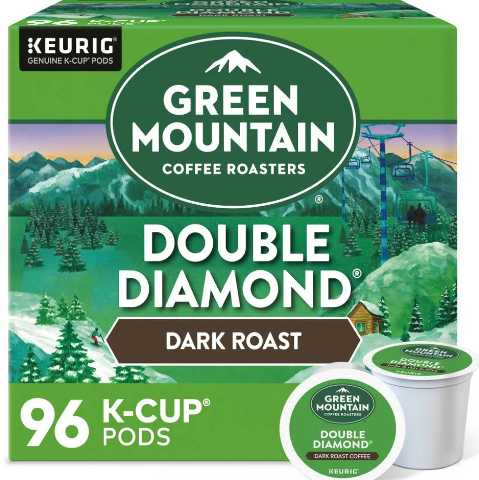 Green Mountain Coffee Double Black Diamond Coffee K-Cups, Dark Roast, 96/Carton