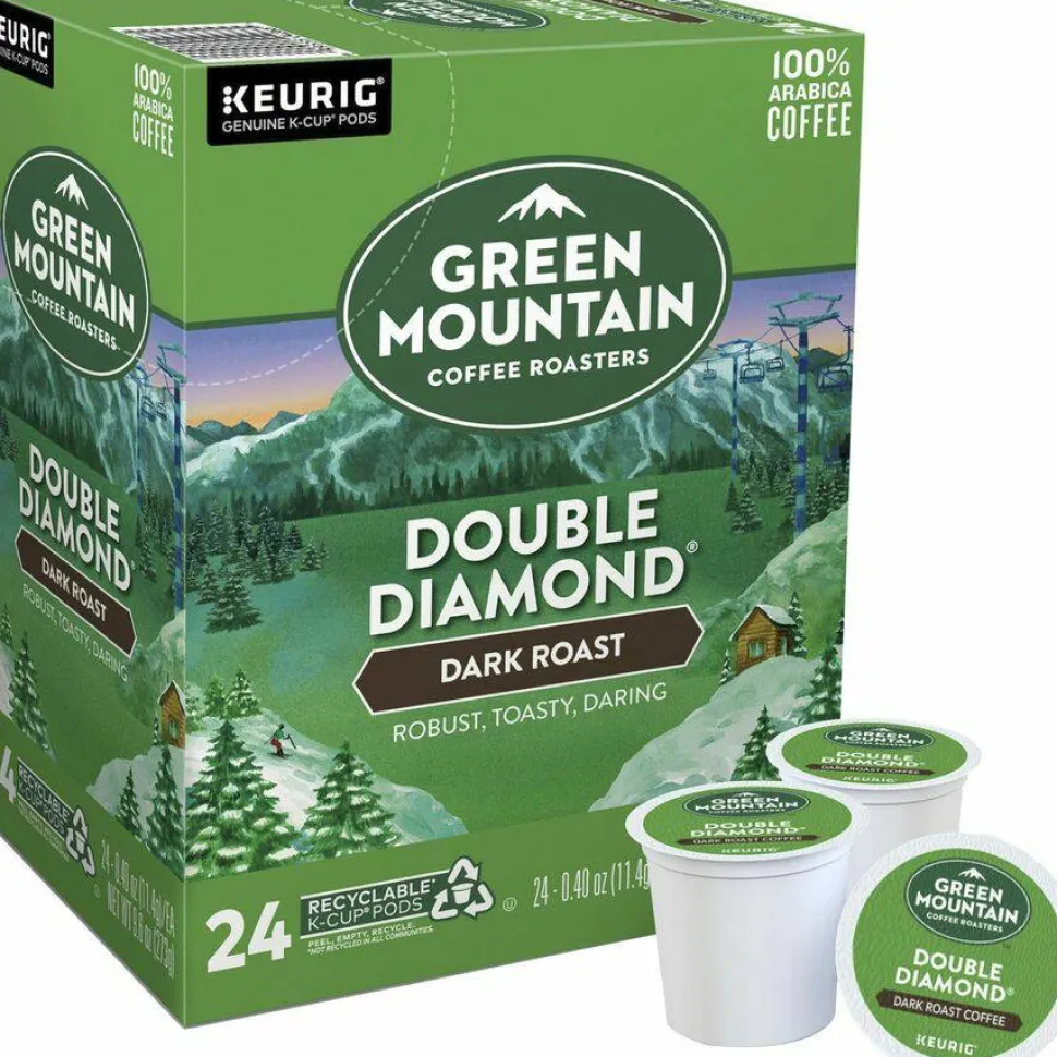 Green Mountain Coffee Double Black Diamond Coffee K-Cups, Dark Roast, 96/Carton