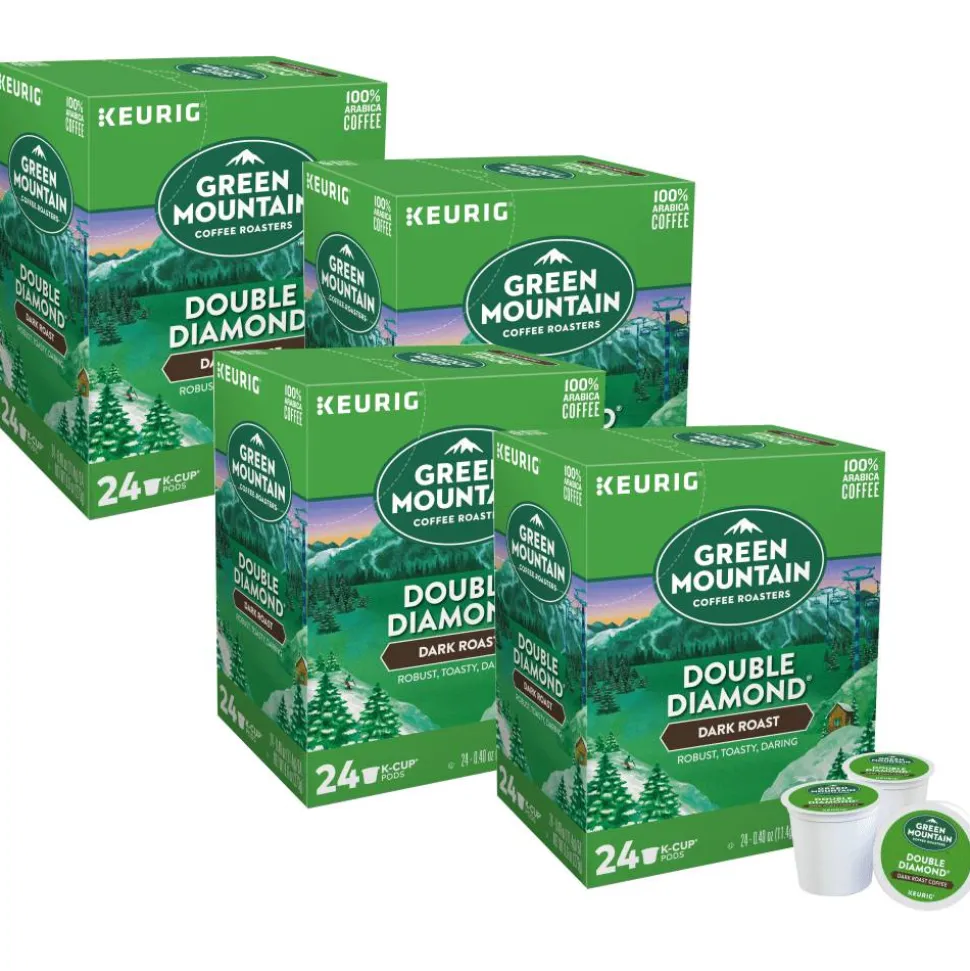 Green Mountain Coffee Double Black Diamond Coffee K-Cups, Dark Roast, 96/Carton