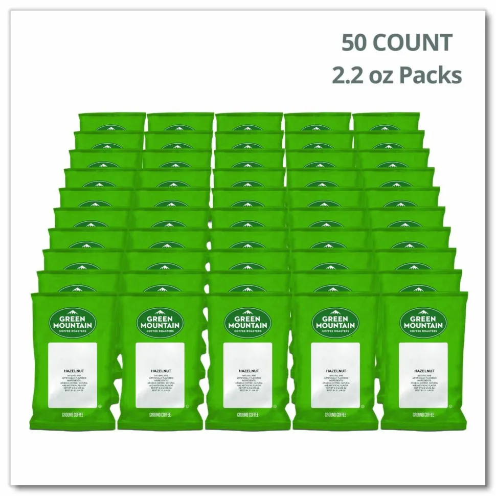 Green Mountain Coffee Hazelnut Coffee Fraction Packs, Each Pack Makes 8 Cups, 50 Packs/Carton