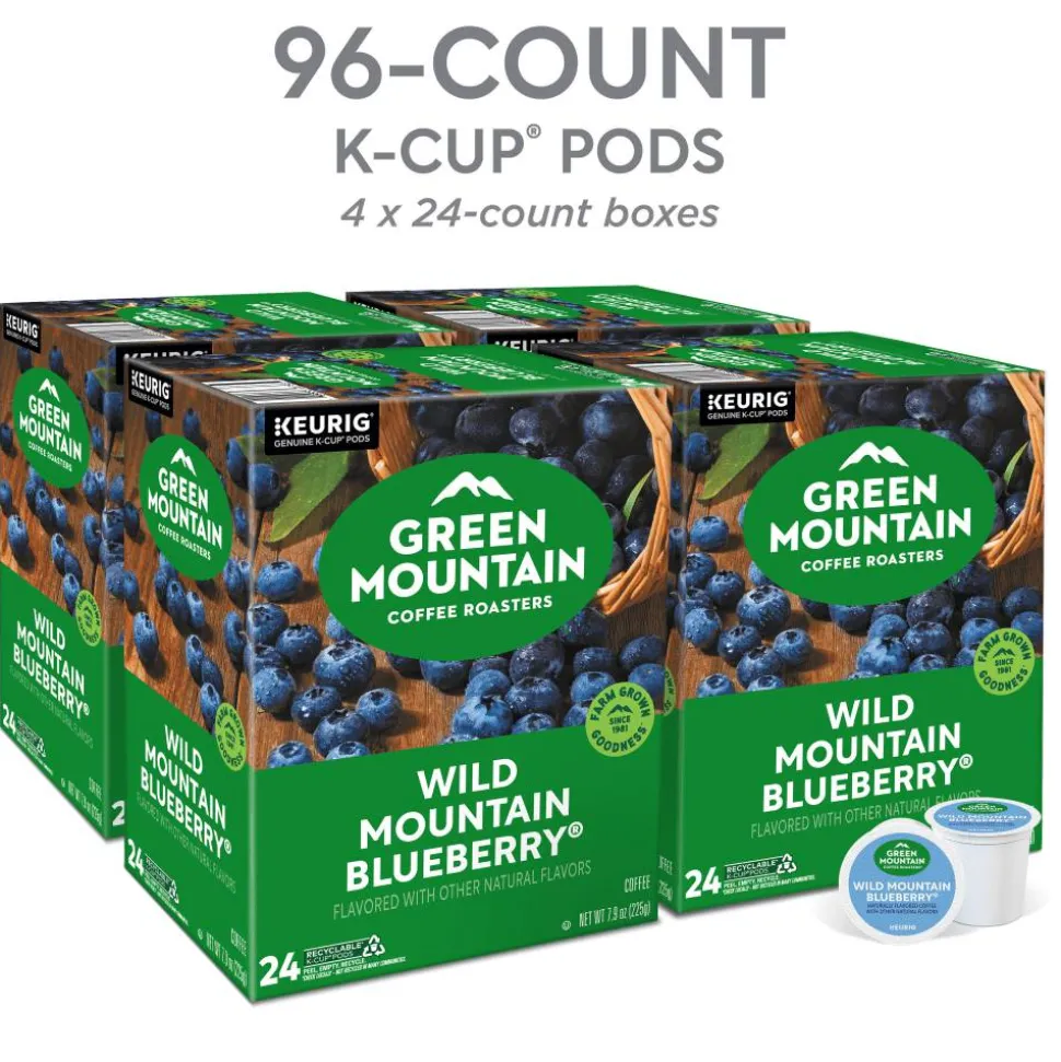 Green Mountain Coffee Roasters Wild Mountain Blueberry Keurig Single-Serve K-Cup Pods, Light Roast, 96 Count (4 Packs of 24)
