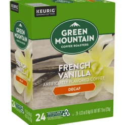 Green Mountain Coffee Roasters French Vanilla Decaf Keurig Single-Serve K-Cup Pods, Light Roast Coffee, 24 Pods Per Pack, Case Of 4 Packs