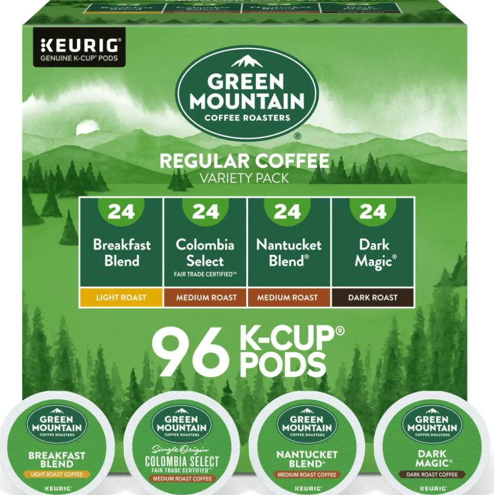 Green Mountain Coffee Single-Serve Coffee K-Cup, Regular Variety Pack, Carton Of 88, 4 x 24 Per Box