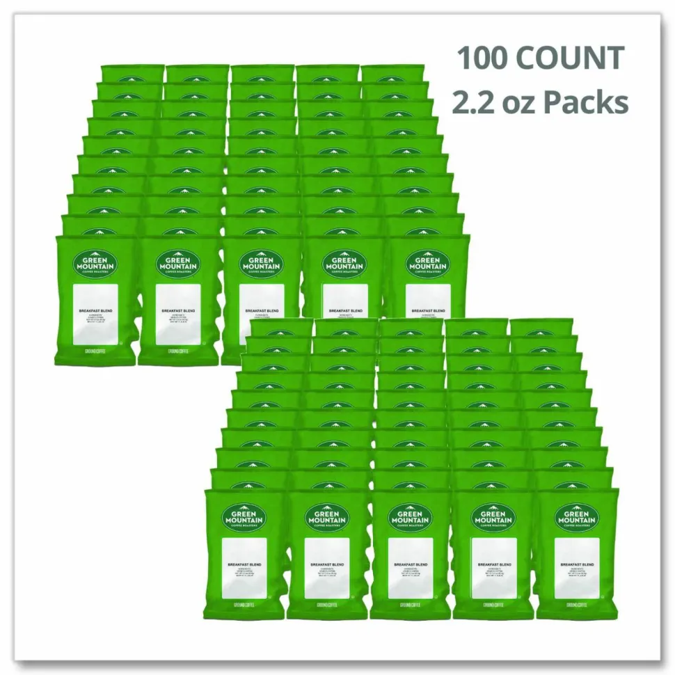 Green Mountain Ground Coffee Fraction Packs, Breakfast Blend, Light Roast, 2.2 oz, 100 Fraction Packs