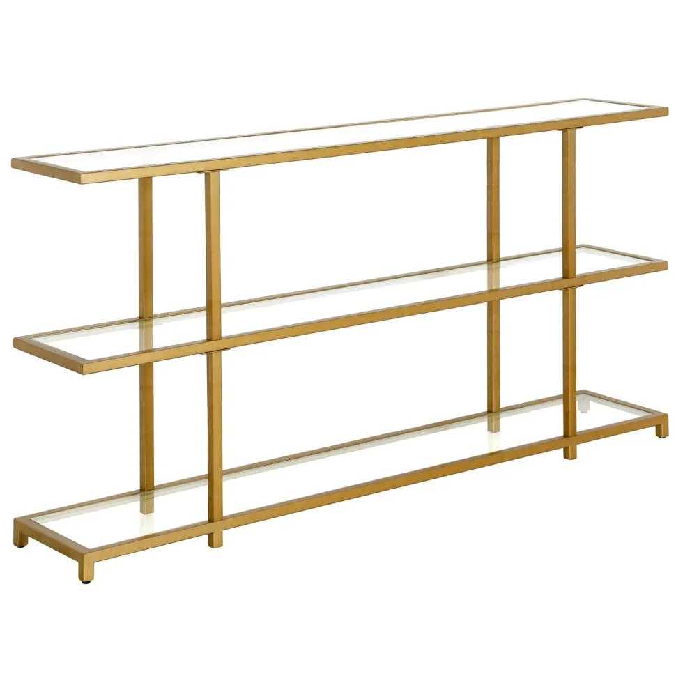 Greenwich 55" Wide Rectangular Console Table in Brass
