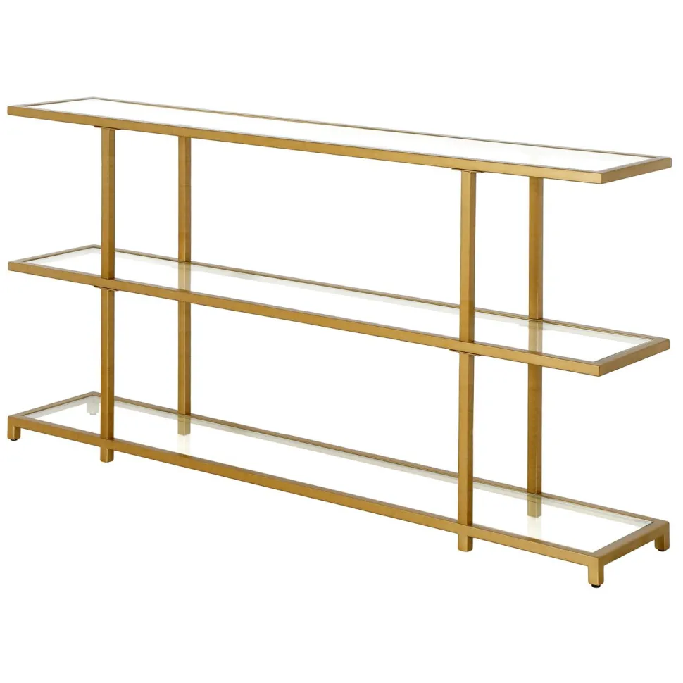 Greenwich 55" Wide Rectangular Console Table in Brass