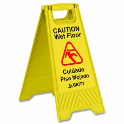 Gritt Commercial Caution Wet Floor Sign, 11.8 x 12 x 24, Yellow, 3/Pack