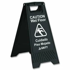 Gritt Commercial Caution Wet Floor Sign, 11.8 x 12 x 24, Black, 3/Pack