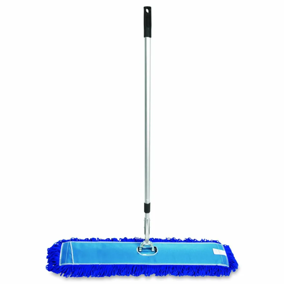 Gritt Commercial All-In-One Microfiber Dust Mop Set with Telescopic Handle, 36 x 5, Blue Microfiber Head, 72" Silver Aluminum Handle, 4/Kit