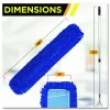 Gritt Commercial All-In-One Microfiber Dust Mop Set with Telescopic Handle, 60 x 5, Blue Microfiber Head, 40" to 72" Silver Aluminum Handle