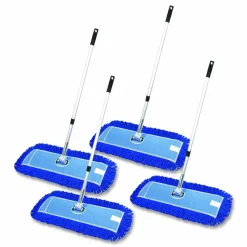 Gritt Commercial All-In-One 24" Microfiber Dust Mop Set With 72" Telescopic Handle, 24" x 5", Blue, Microfiber Head, 72" Silver Handle, 4 Kits