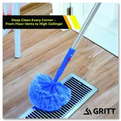 Gritt Commercial Cobweb/Corner Duster Brush with Telescopic Pole, 3 ft to 6 ft Handle, 3/Kit
