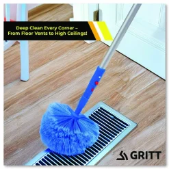 Gritt Commercial Cobweb/Corner Duster Brush with Telescopic Pole, 3 ft to 6 ft Handle