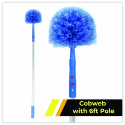 Gritt Commercial Cobweb/Corner Duster Brush with Telescopic Pole, 3 ft to 6 ft Handle