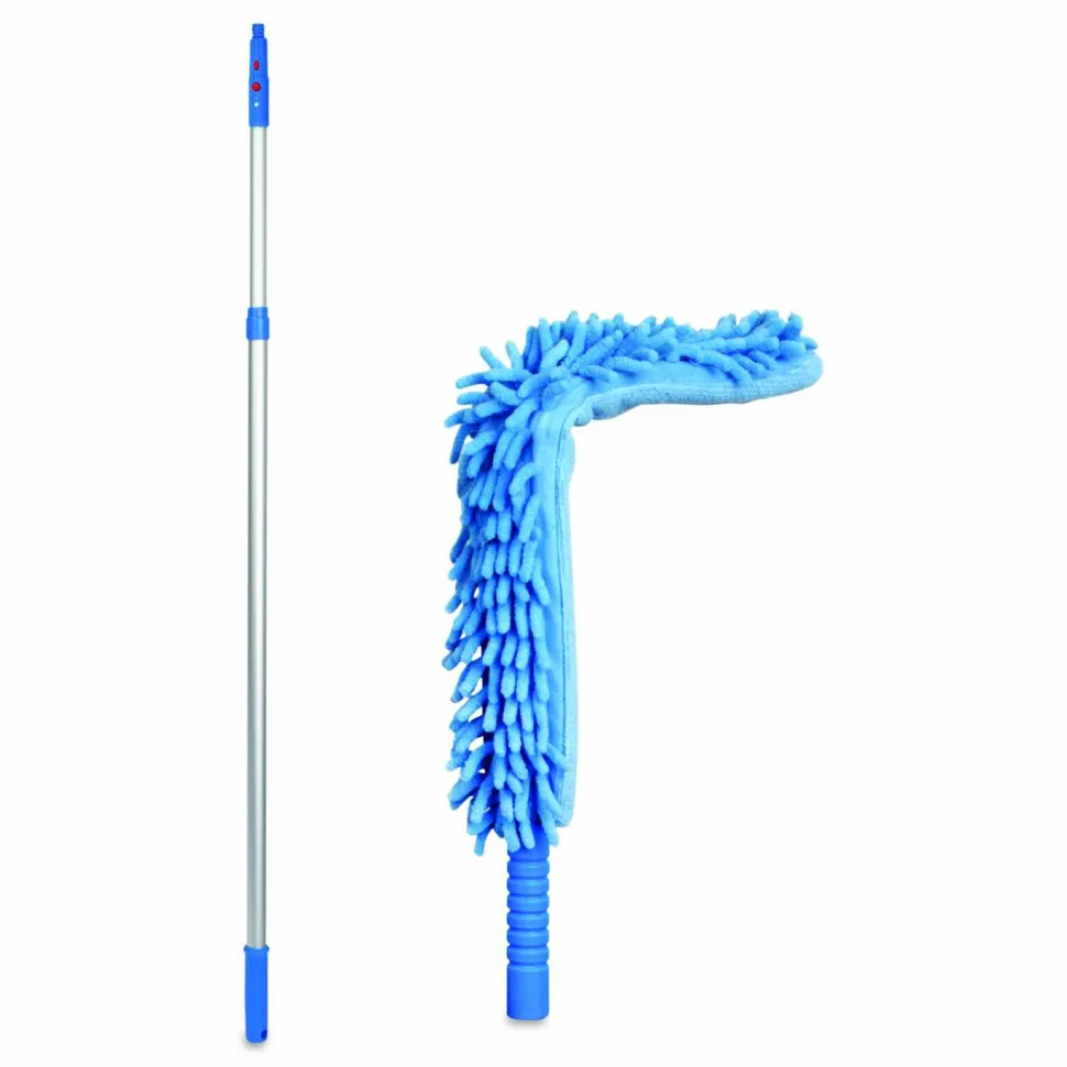 Gritt Commercial Flexible Wand Duster with Microfiber and Chenille Sleeve and 6 ft Telescopic Pole, 2/Kit
