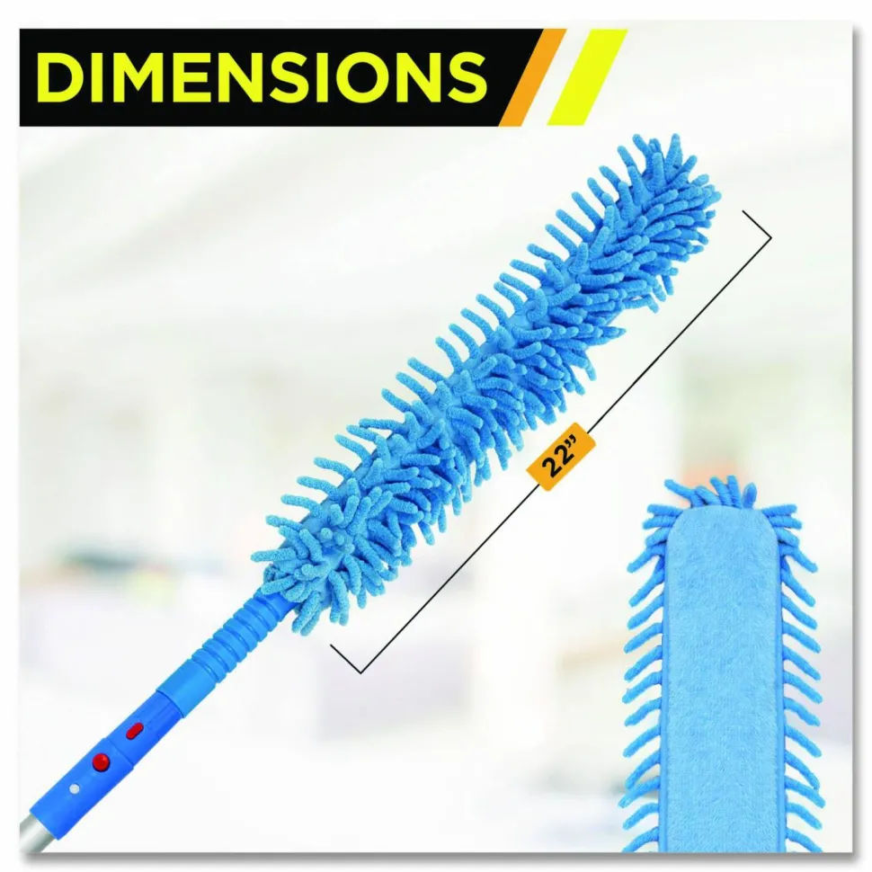Gritt Commercial Flexible Wand Duster with Microfiber and Chenille Sleeve, 22" Length, 3/Pack