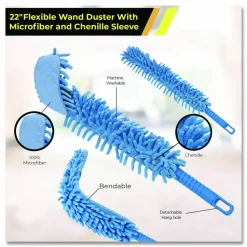 Gritt Commercial Flexible Wand Duster with Microfiber and Chenille Sleeve, 22